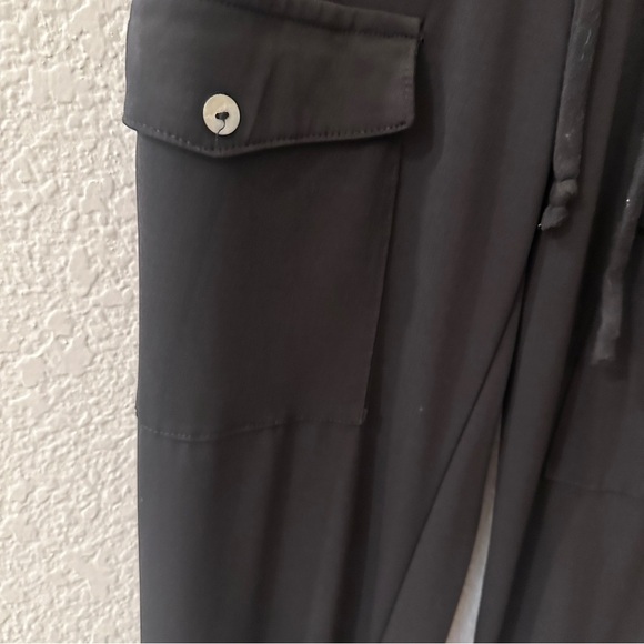 Brigette Brianna M Black Wrinkle-Free Jumpsuit Button-Down Elastic Waist Pockets - Picture 7 of 13